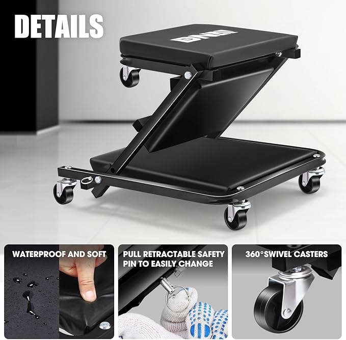 DNA MOTORING 36 Inches Folding 2 in 1 Rolling Z Creeper, Adjustable Roller (6...