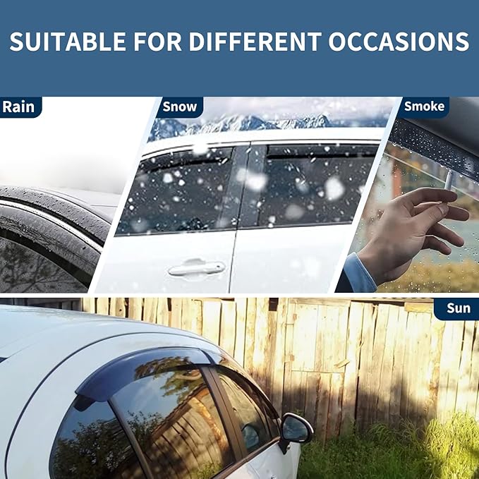 4PCS Rain Guards Fit for Honda Odyssey 2005-2010, Front & Rear Window Visors