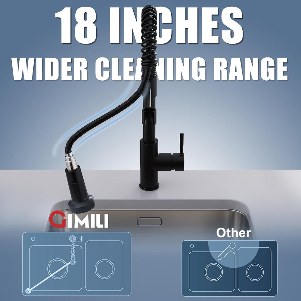GIMILI Black Kitchen Faucet with Pull Down Sprayer