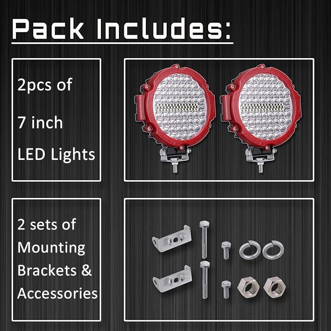 Round LED Light Pods, 7 Inch 120W 10000lm LED Off Road Driving Auxiliary Fog ...