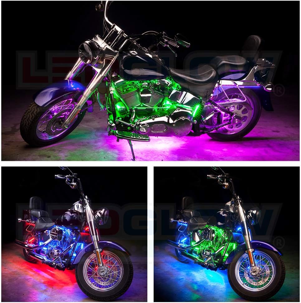 LEDGlow 12pc Bluetooth Advanced Million Color LED Motorcycle Accent Underlow ...