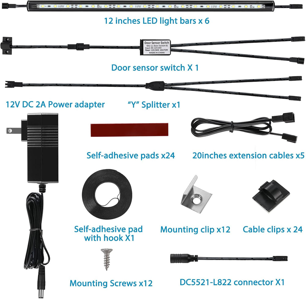 Litever LED Safe Lighting Kit Plug in. Door Control Activated. 5000K