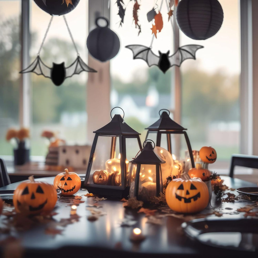 Yalikop 2 Pcs Halloween Bat Suncatcher Decoration Bat Stained Glass Hanging