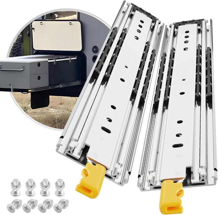 1 Pair Heavy Duty Drawer Slides with Lock 18 20 22 24 26 28 30 32 34 36 38 40 44 48 52 56 60 Inch 500 lb Load Capacity Side Mount Full Extension Ball Bearing Rail, 40 inch