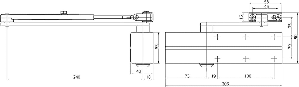 Yale DC140-D9016 DC140 Closer Doors with Articulated Arm, White