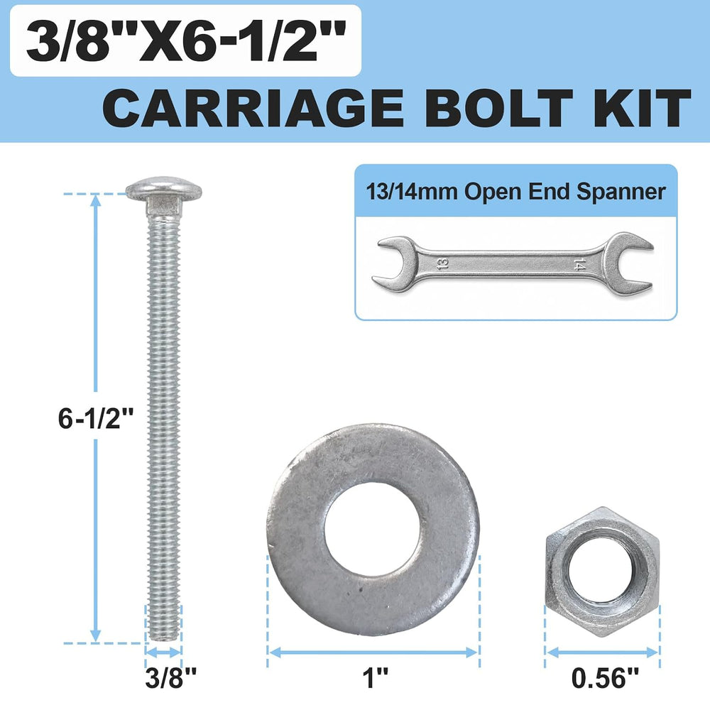 3/8" x 6-1/2" Carriage Bolt Kit 50 Pack, Grade 307A, Hot Dip Galvan...