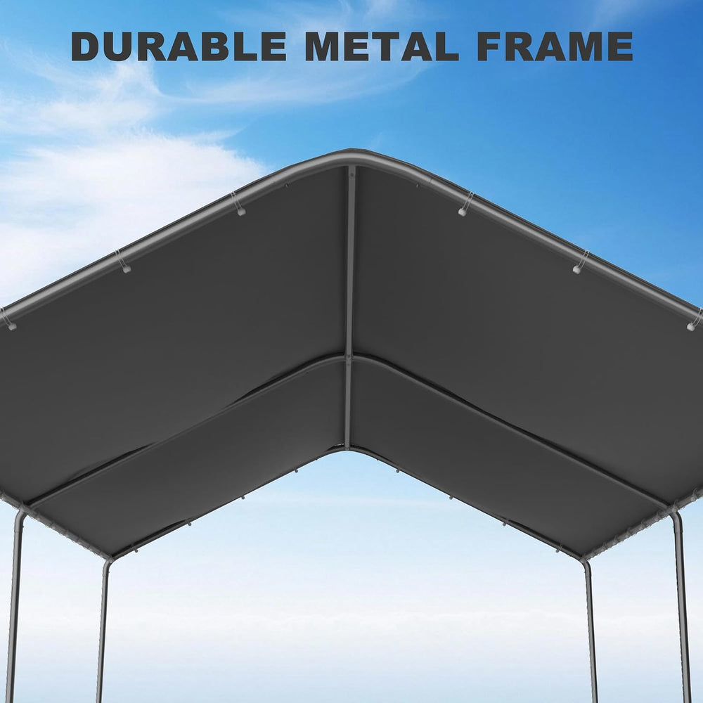 10 x 20 FT Carport Heavy Duty, Portable Garage Canopy Outdoor(Grey)