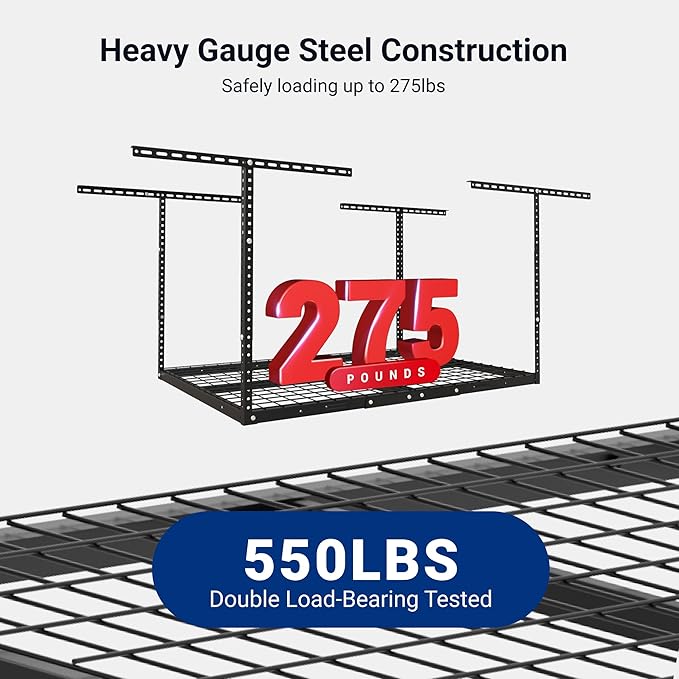 FLEXIMOUNTS 3x4FT Garage Storage Rack Overhead, Adjustable Ceiling Storage Racks