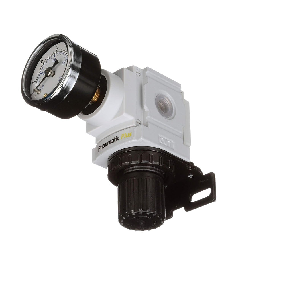 PneumaticPlus PPR2-N02BG-2 Low Pressure Air Regulator, 0-30 PSI, 1/4" NPT