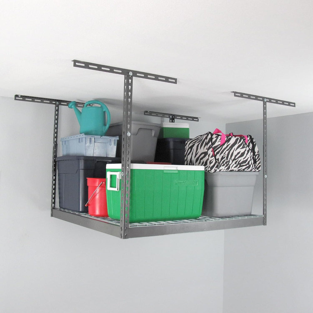 SafeRacks 4x4 Overhead Garage Storage Rack, Hammertone, 24"-45" Height