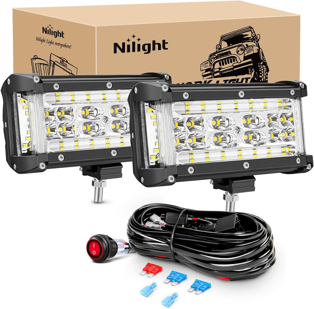 Nilight Side Shooter LED Lights 2PCS 5.5" with Wiring Kit for Truck SUV UTV