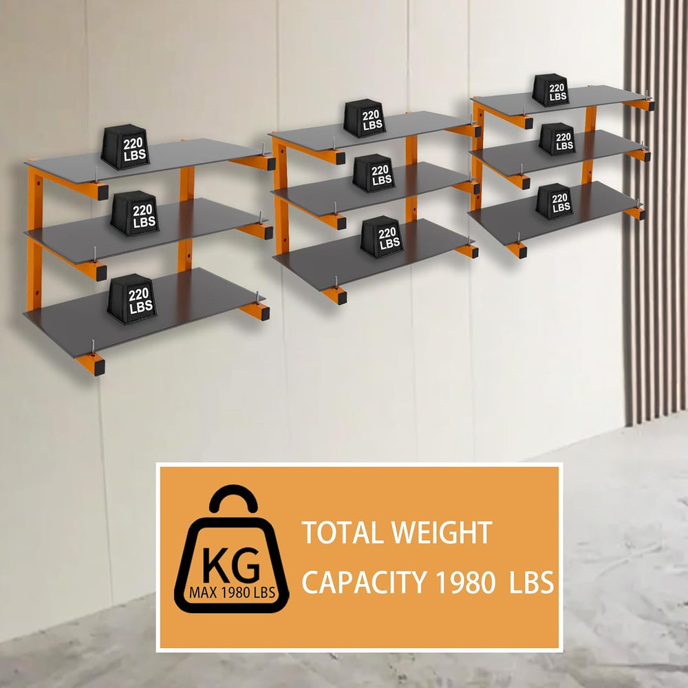 6 Pack Wall-Mounted Lumber Rack, Heavy Duty Wood Storage Racks, 9-Level Syste...