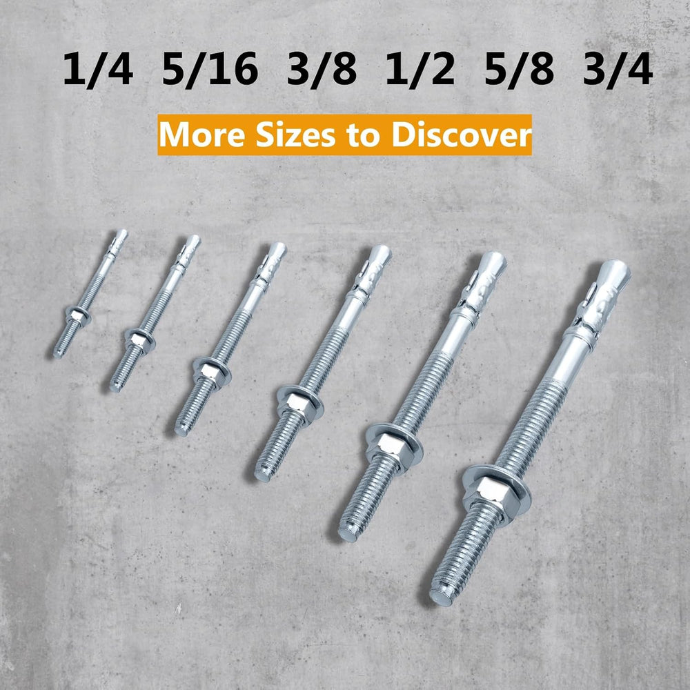 Party Animals 5/8 x 6 Inch Wedge Anchor, 25 PCs Zinc-Plated Industrial Anchor...