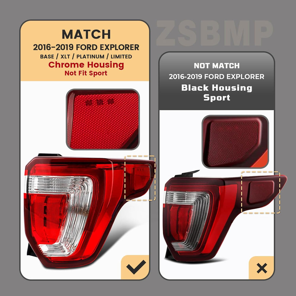 LED Tail Lights Compatible with 2016 2017 2018 2019 Ford Explorer | TailLight...