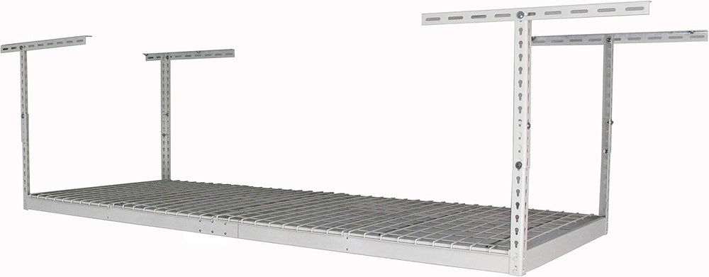 SafeRacks 3x8 Overhead Garage Storage Rack, White, 24"-45" Height