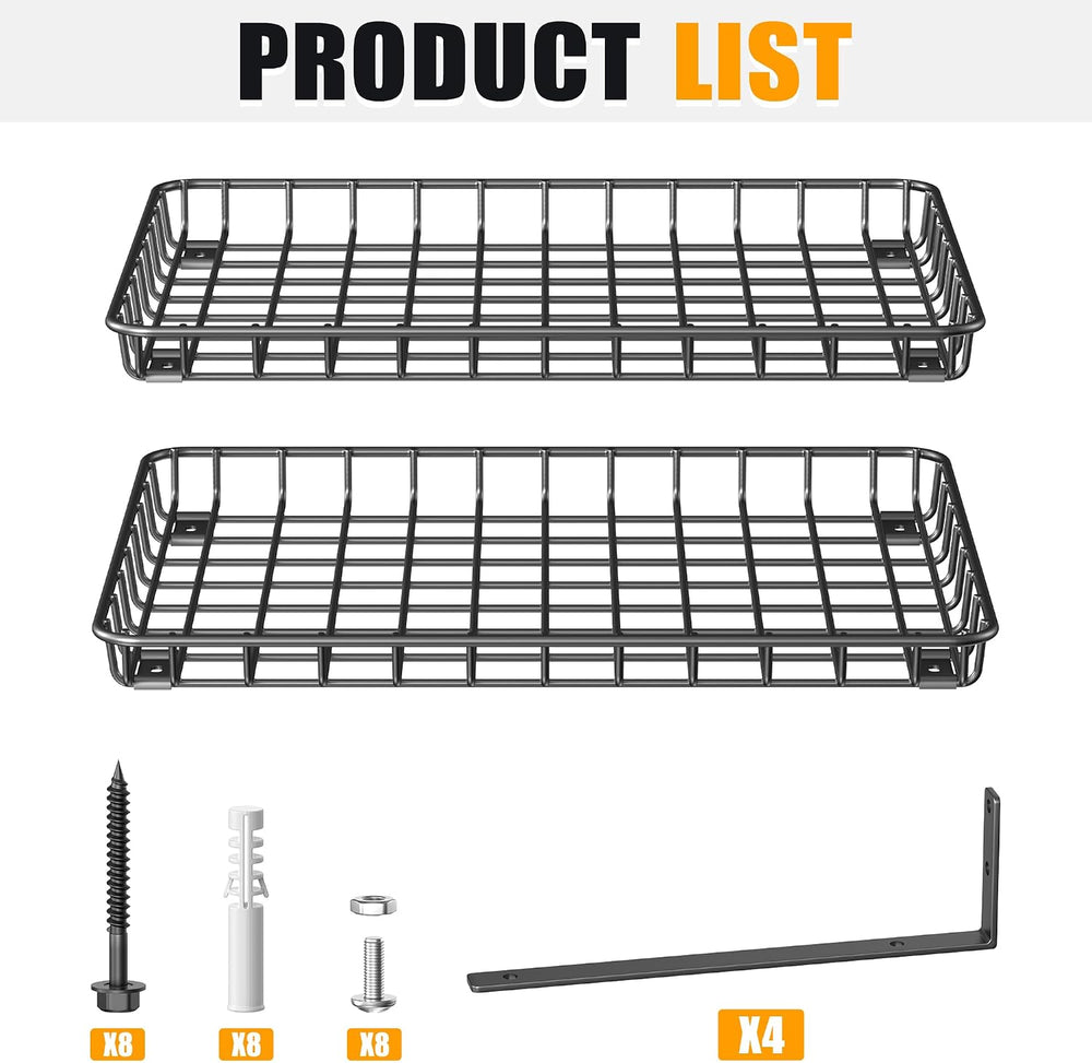 Ultrawall Wall Mounted Storage Shelves, Garage Metal Shelves 18x12 Inch