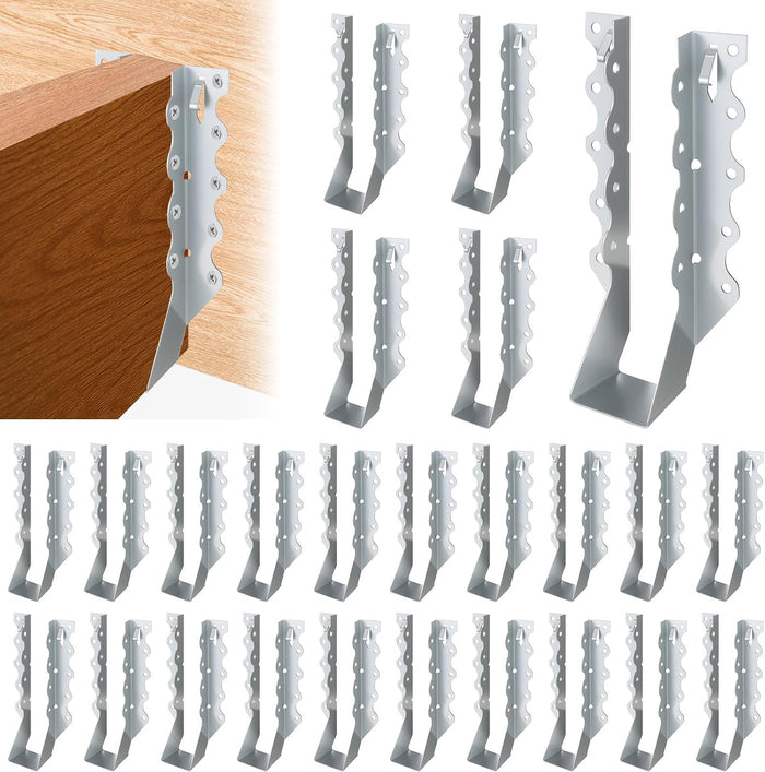 25 Pcs 2x6 Joist Hangers for Wood, 20 Gauge Galvanized Face Mount Joist Hanger, Hurricane Tie Brackets for Deck, Floor, Ceiling, Roofs – Sliver