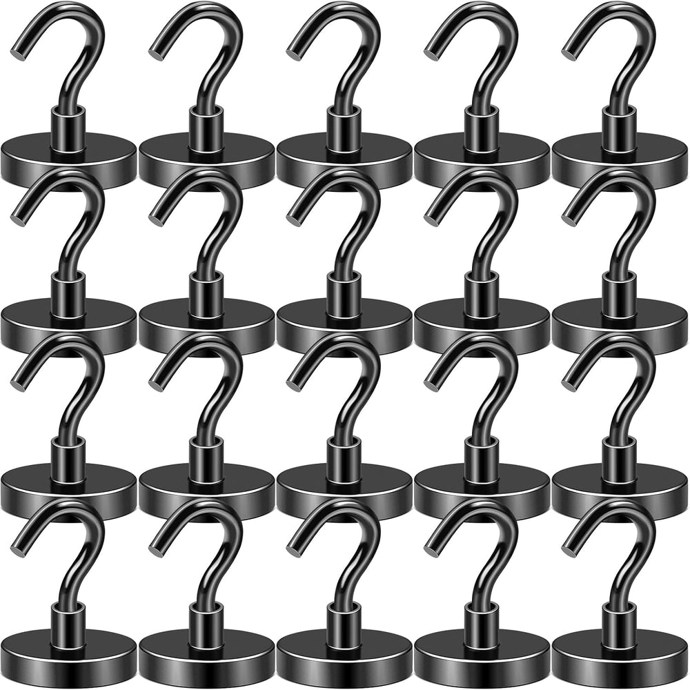 DIYMAG Black Magnetic Hooks, 118 LB Heavy Duty Strong Magnet (20pcs)