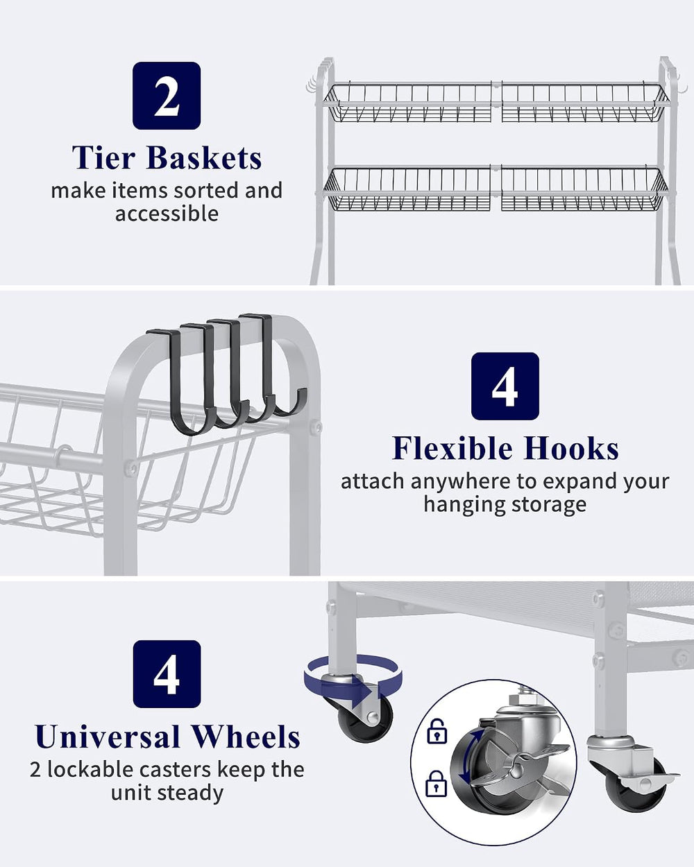 Kitsure Sports Equipment Organizer with Wheels, Garage Ball Storage, 45.6"H