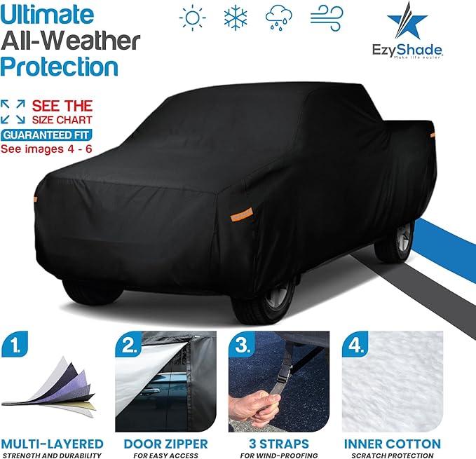 EzyShade 10-Layer Truck Cover Waterproof All Weather. See Vehicle Size-Chart