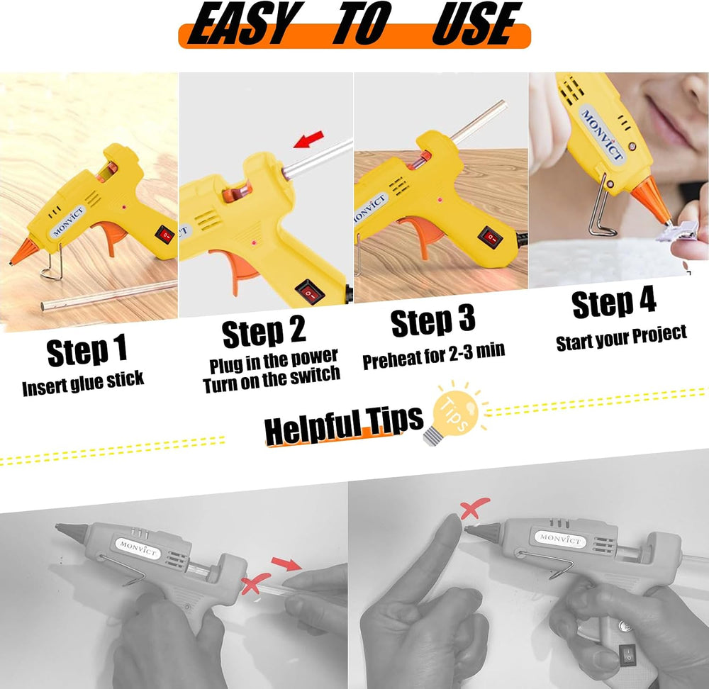 MONVICT 8 Pack 30W Hot Glue Gun Set with 50 Glue Sticks, High Temp Mini