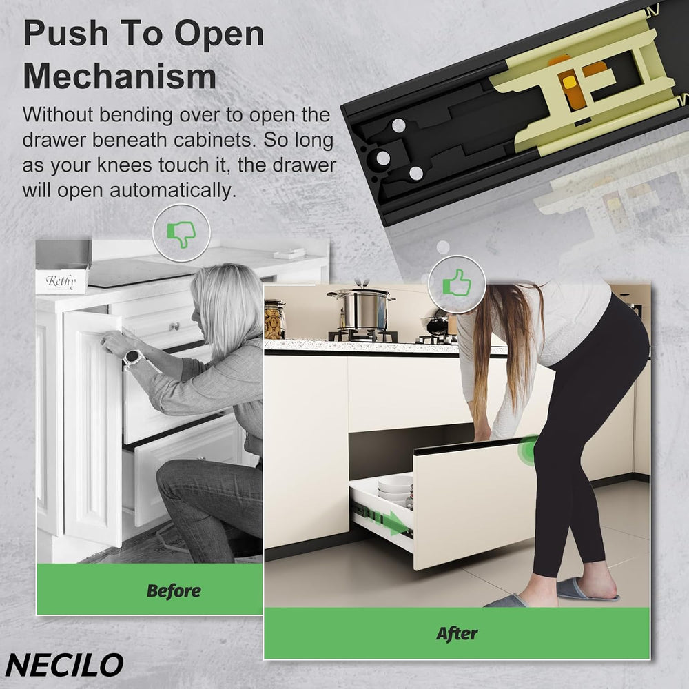 NECILO 12 Inch Push to Open Slides, 100lb Full Ext Ball Bearing, 5 Pairs