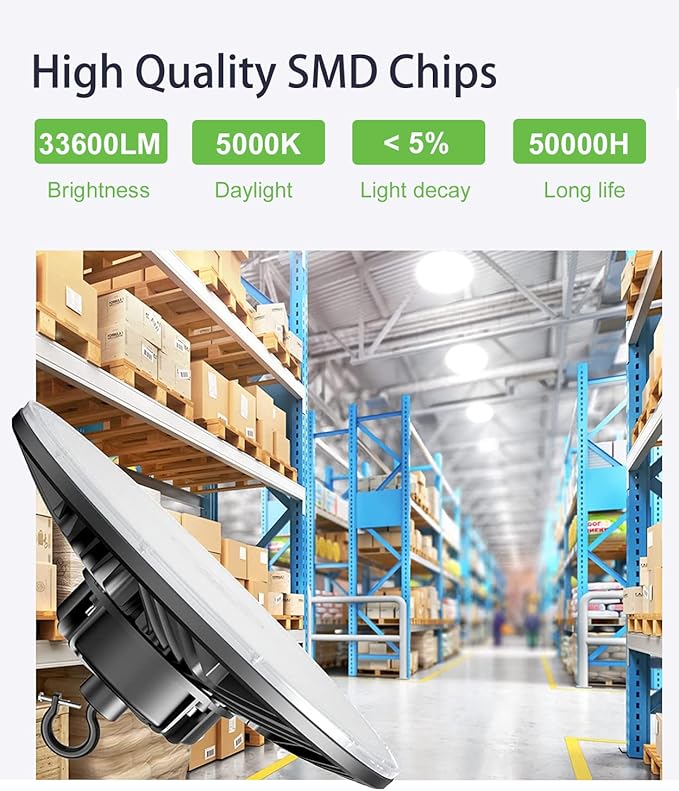 240W/200W/150W UFO LED High Bay Light, UL & DLC Listed 5000K Daylight 336...