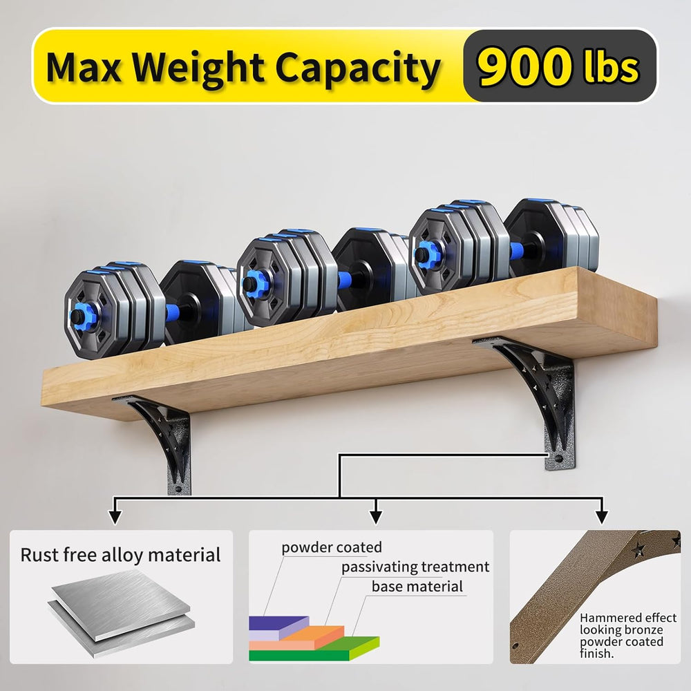 Heavy Duty Shelf Brackets，max Load 900 LBS,Premium Alloy Metal Mantel Bracket...