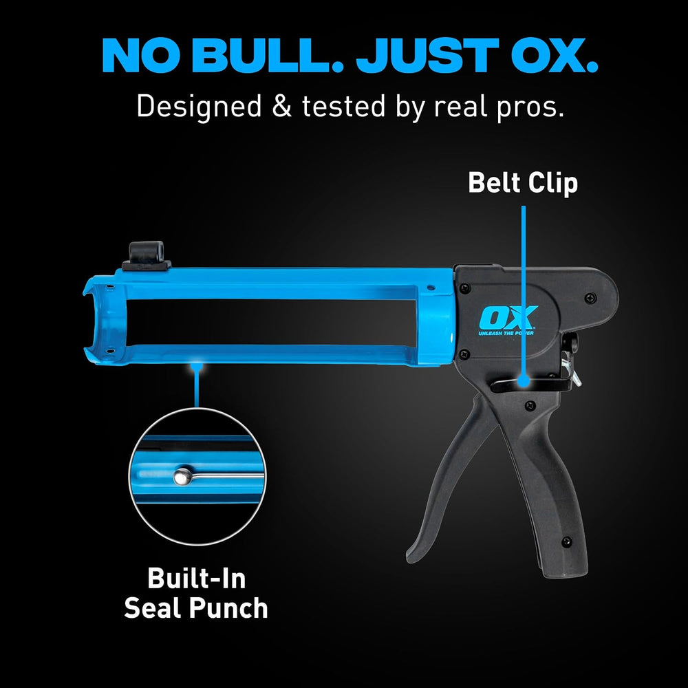 OX Rodless Compact Caulk Gun 10 oz Manual Caulking Gun for Tight Spaces