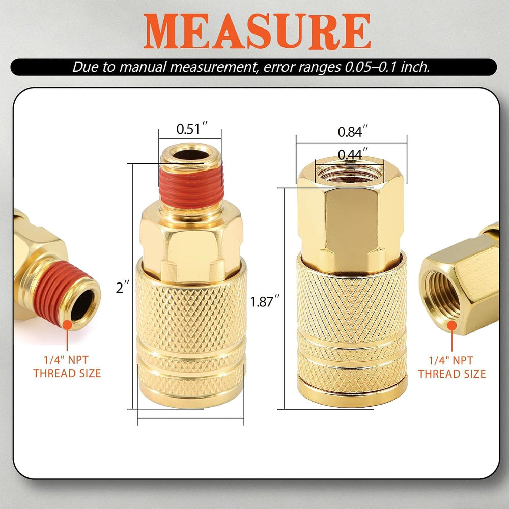 54 Pcs 1/4-inch NPT Air Hose Fittings Coupler Kit 360° Swivel Quick Connect
