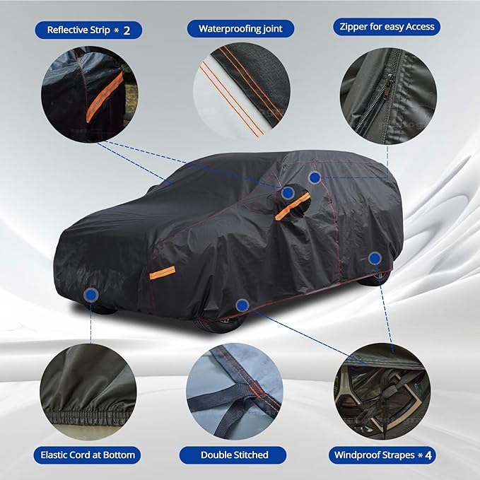6 Layer Heavy Duty SUV Car Cover Waterproof All Weather Protection