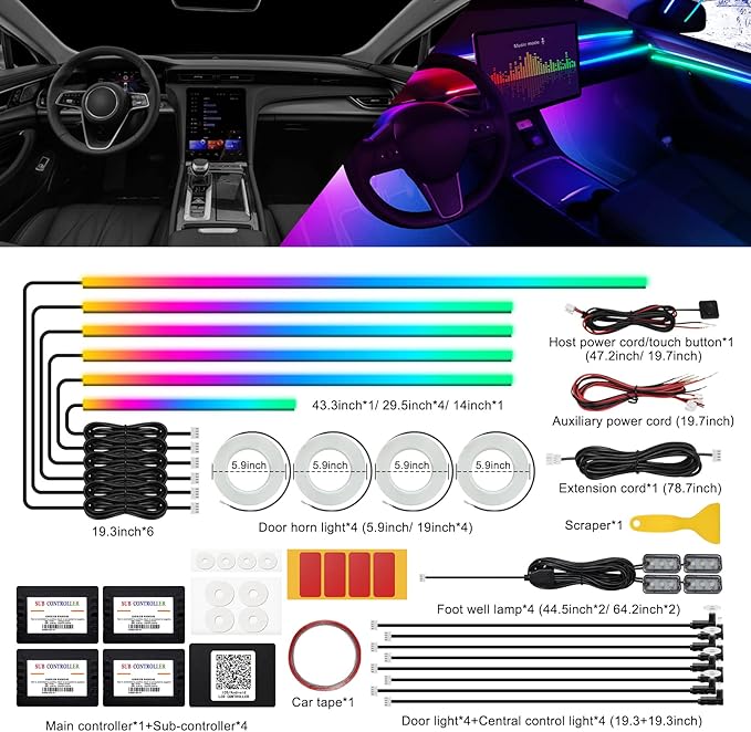 Dreamcolor Acrylic Interior Car LED Strip Light