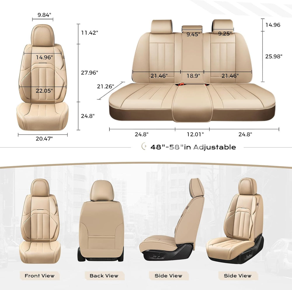 Coverado Nappa Leather Car Seat Covers Front Set, Luxury Waterproof Seat Prot...