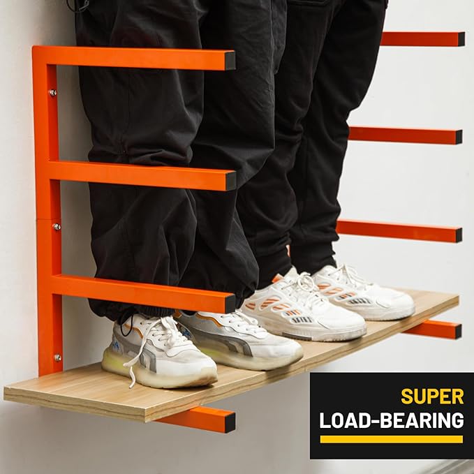 YYR Wood Organizer and Lumber Storage Rack Wall Mount, Heavy Duty Metal Shelf