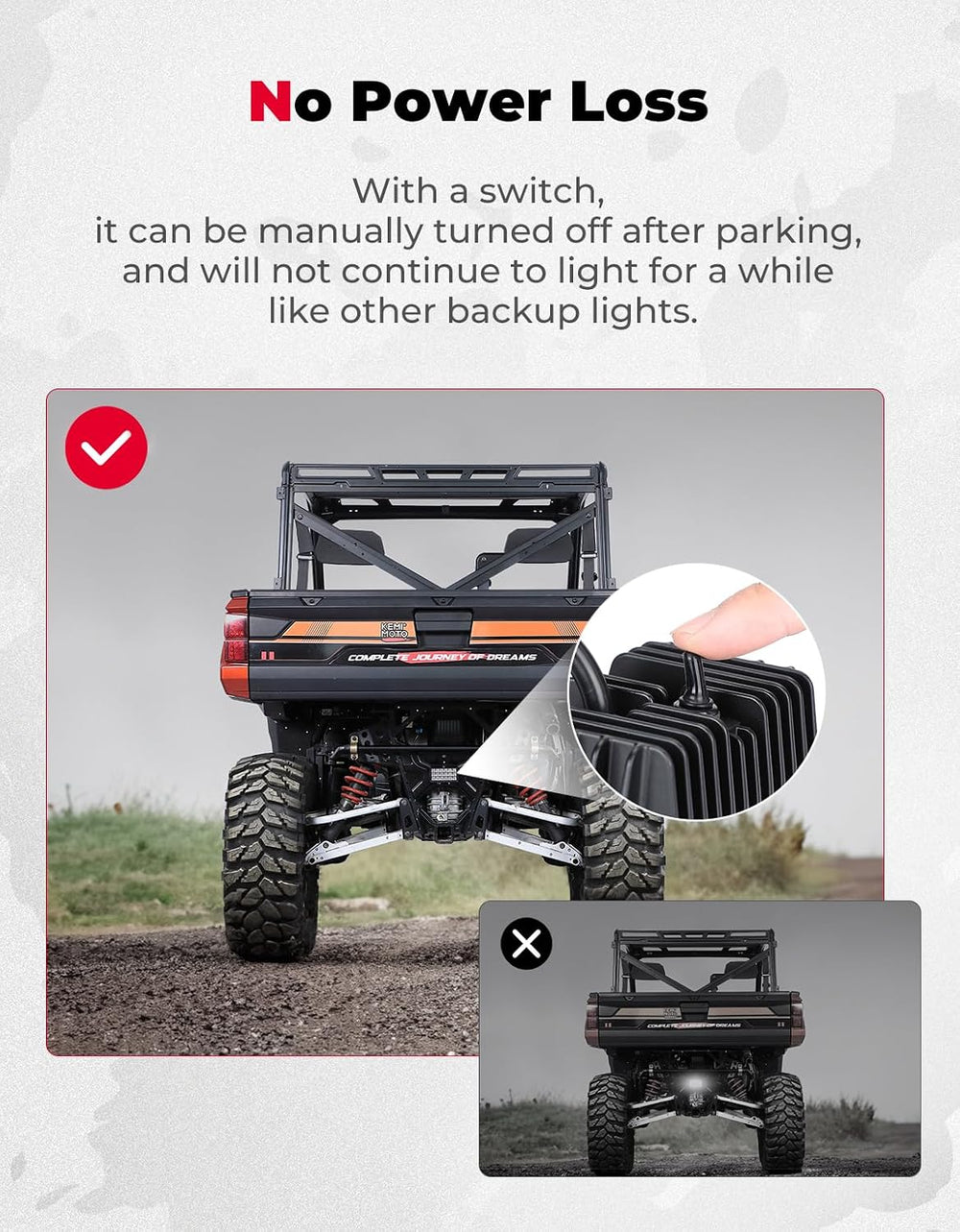 KEMIMOTO Upgraded Backup Light with Switch Compatible with Ranger XP 1000, 36...