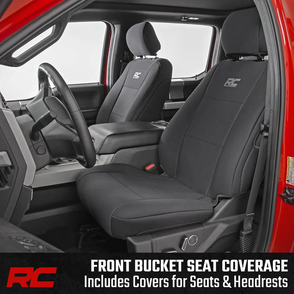 Rough Country Neoprene Seat Covers for 15-22 F-150 |17-22 Super Duty - 91016,...
