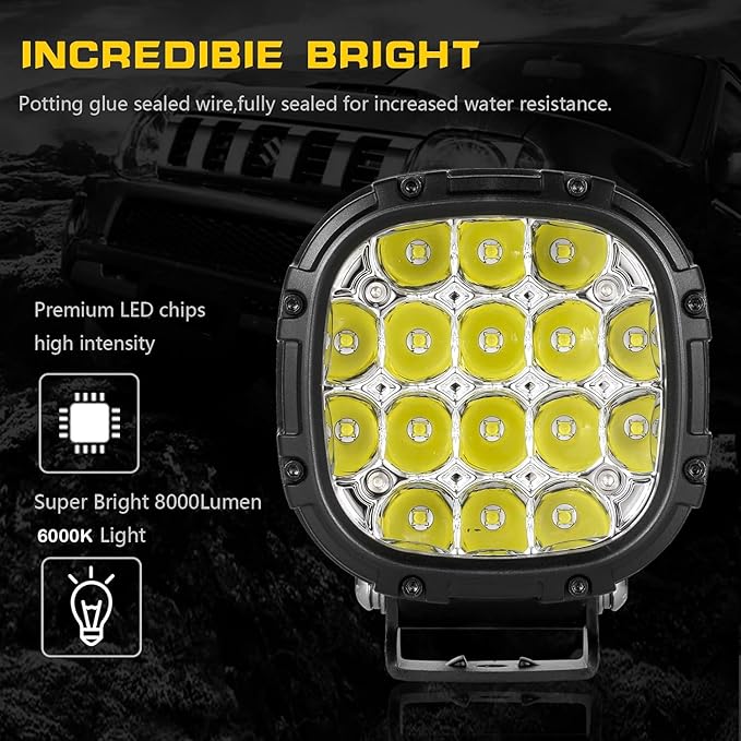 BIGLION.X 4 Inch 160W 18800LM Round LED Offroad Lights Driving Spotlights Fog