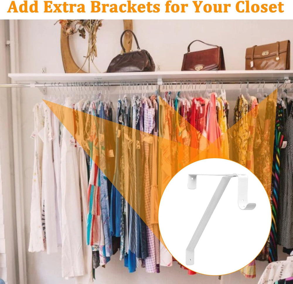 Heavy Duty Closet Rod Bracket, Adjustable Closet Shelf & Rod Brackets for...