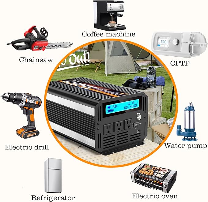 4000 Watt Power Inverter 12V DC to 110V 120V Converter