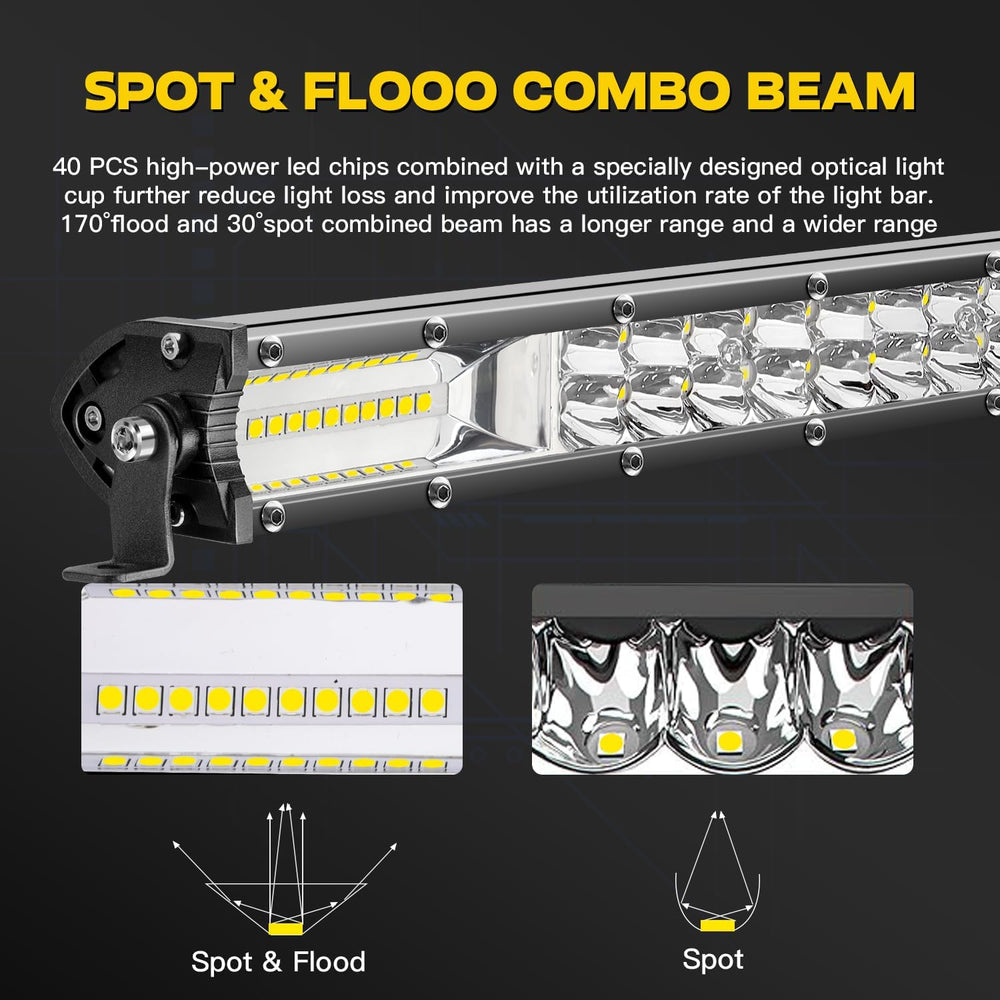 Slim LED Light Bar for Truck - MUVKQC 13 Inch 120W 10000lm Double Row Light B...