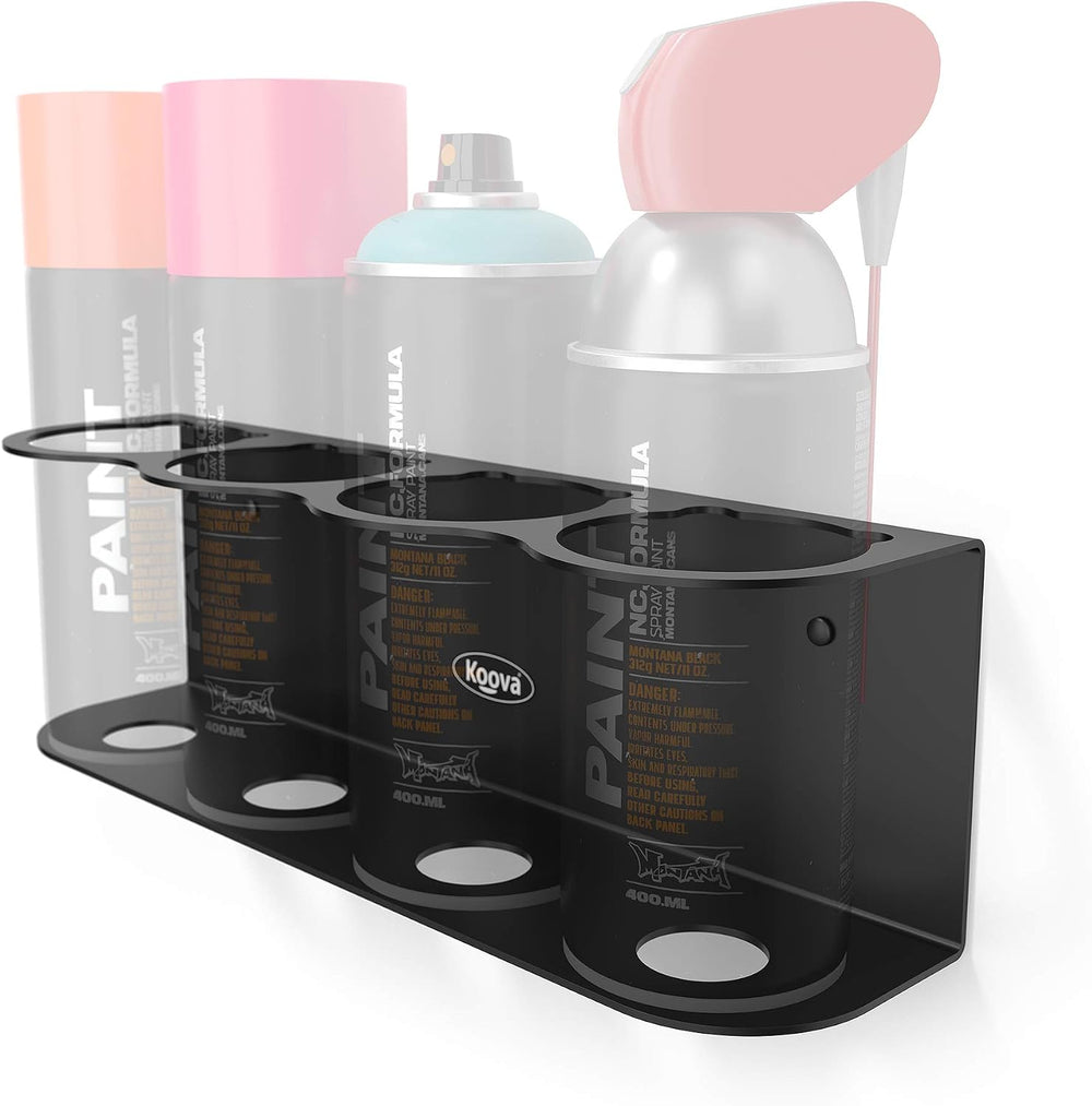 Koova 4 Aerosol Spray Can Holder | Easy Install Wall Mount | Heavy-Duty Powder