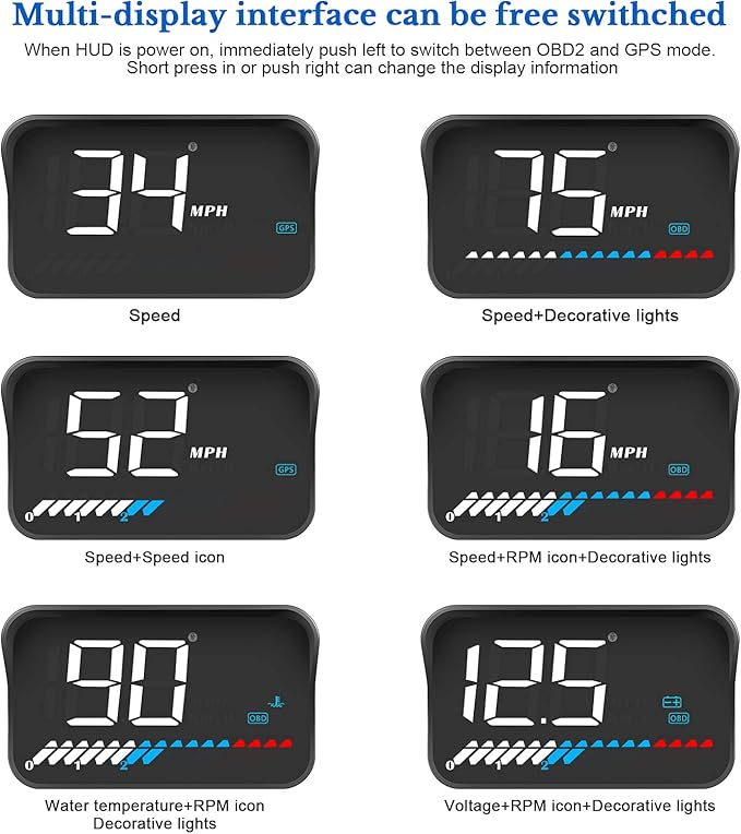 Heads up Display for Cars Car HUD M7, Digital Speedometer for Car OBD/GPS Smart