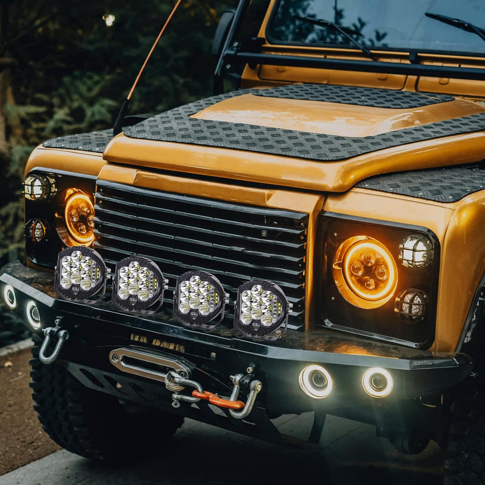 LIGBT 4PCS 7 Inch Amber Round LED Offroad Lights 90W Amber Yellow Off Road Li...
