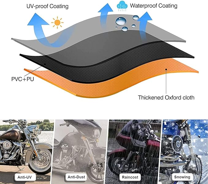 Comnova Motorcycle Cover 104 Inch, 600D Universal Motorcycles Cover Waterproof