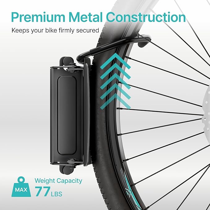 Bike Rack Garage, Bike Wall Mount Heavy Duty, Holds 77 Lbs, Swivel Bike Hange...