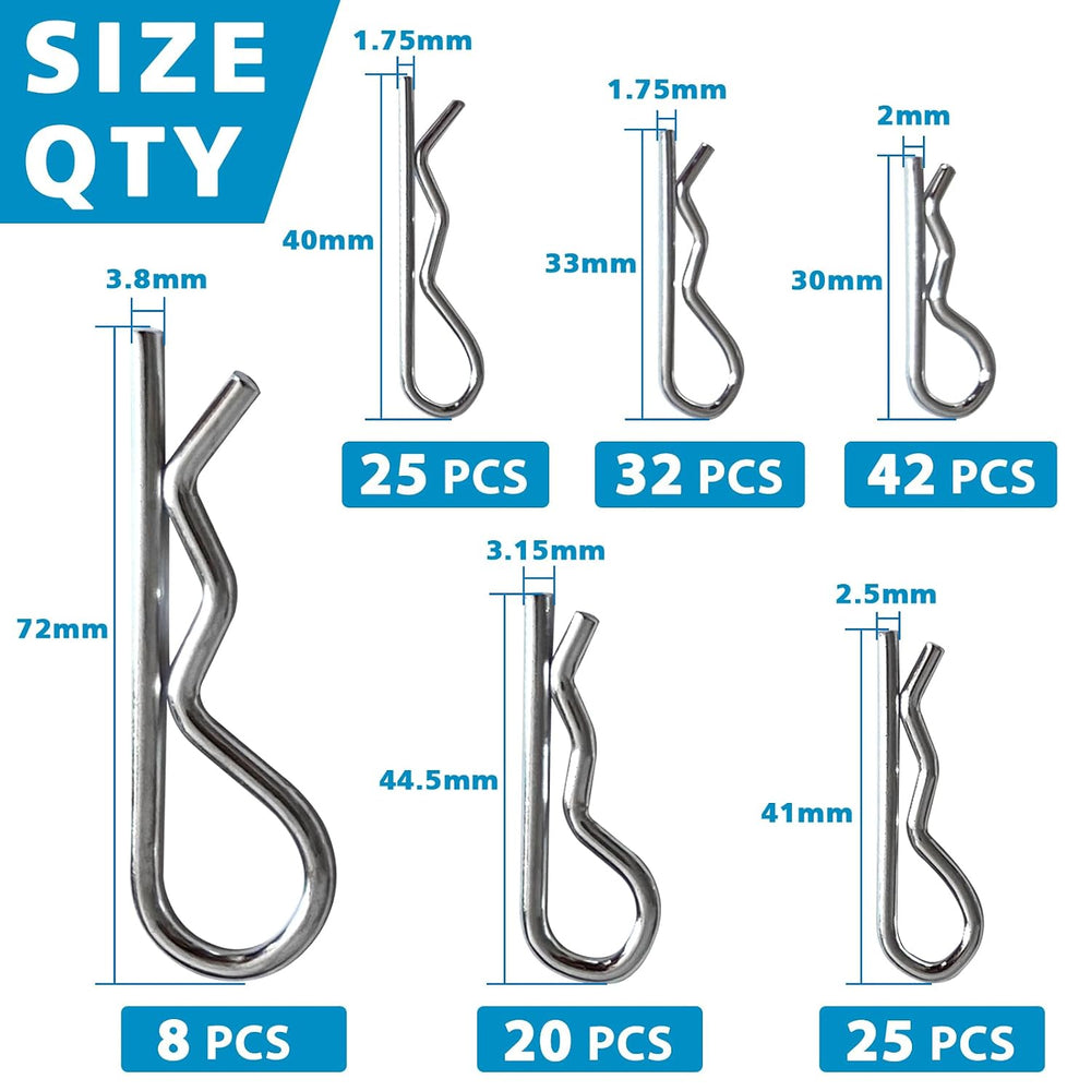 202PCS Hitch Pins Clip Pins, Linch and PTO Pins for Trailers Tractors Trucks ...