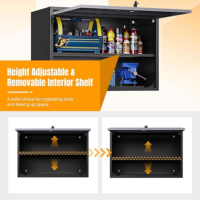 Metal Wall Cabinet for Garage Floating Garage Storage Wall Mount Shop Cabinet