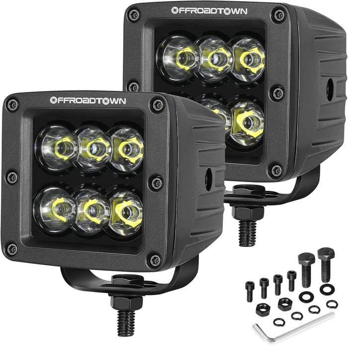 LED Cubes, OFFROADTOWN 3inch 120W CREE LED Pods Driving Lights Cubes Ditch Light Off Road Lights Spot Reverse Light for Truck Pickup UTV ATV SUV Boat 4x4 Car