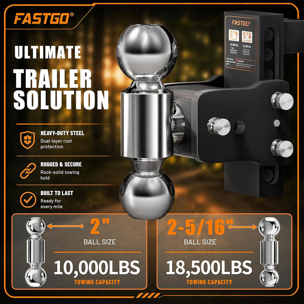 Fastgo Trailer Hitches - Fits 2.5" Receiver, Adjustable Trailer Hitch Ba...