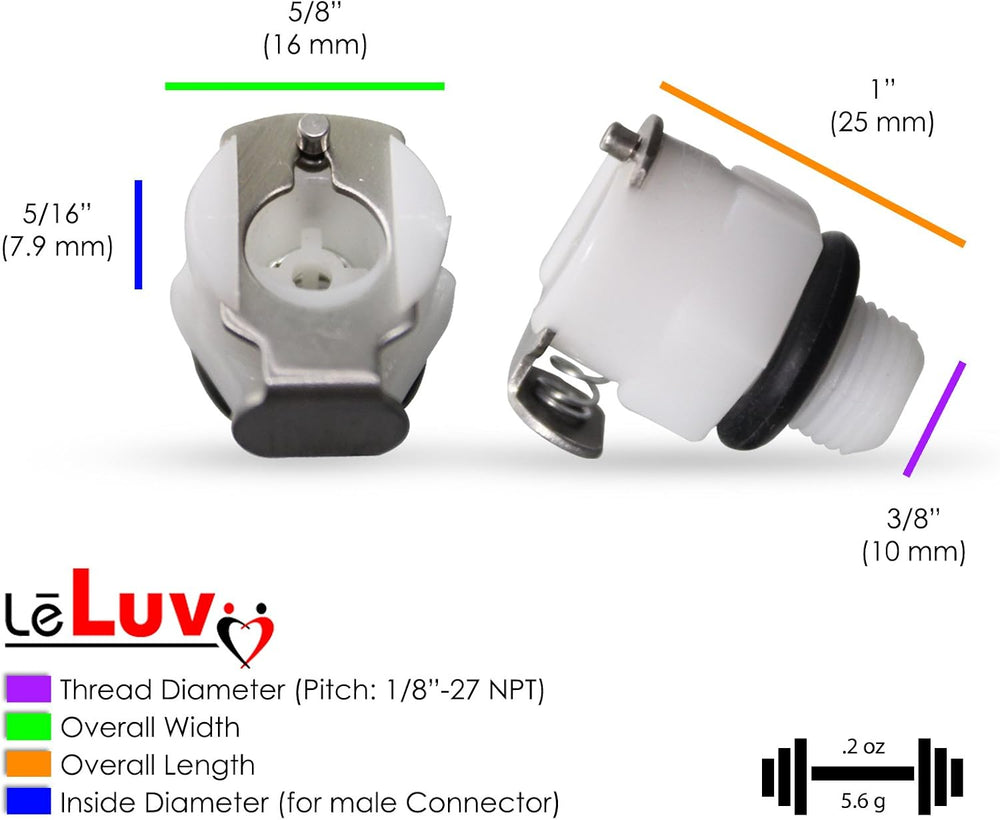 LeLuv Vacuum Pump Fitting, 1/4" Female QC x 1/8"-27 Male NPT, 6-Pac...